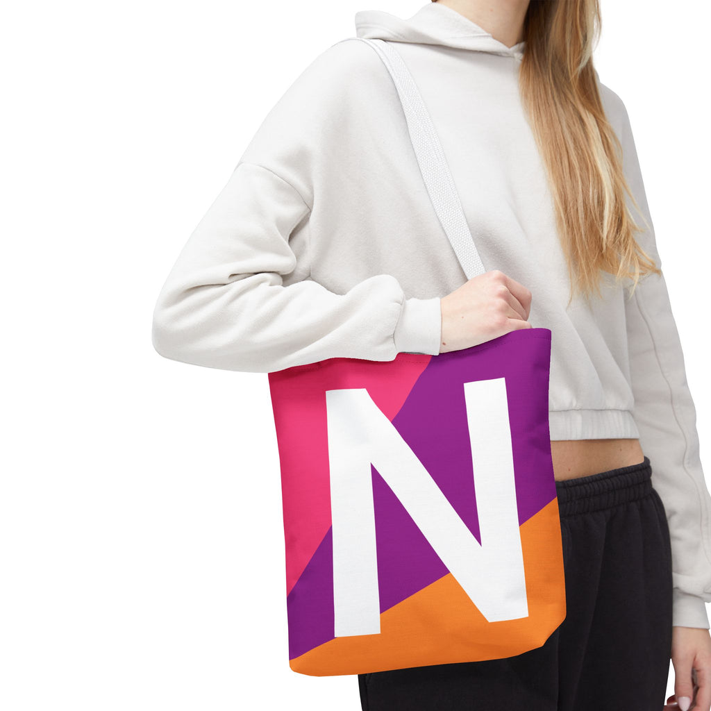 Monogram 'N' Colorblock Tote Bag — Personalized Initial N Shoulder Tote