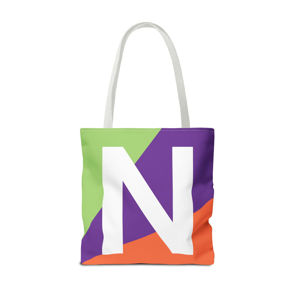 Monogram 'N' Colorblock Tote Bag — Personalized Initial N Shoulder Tote