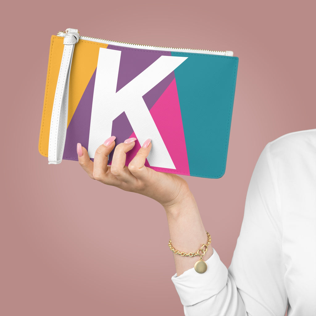 Monogram 'K' Colorblock Clutch Bag — Bold Geometric Wristlet for Everyday & Gifts