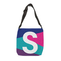 Initial Letter 'S' Colorblock Adjustable Tote Bag — Monogram Alphabet Shoulder Bag