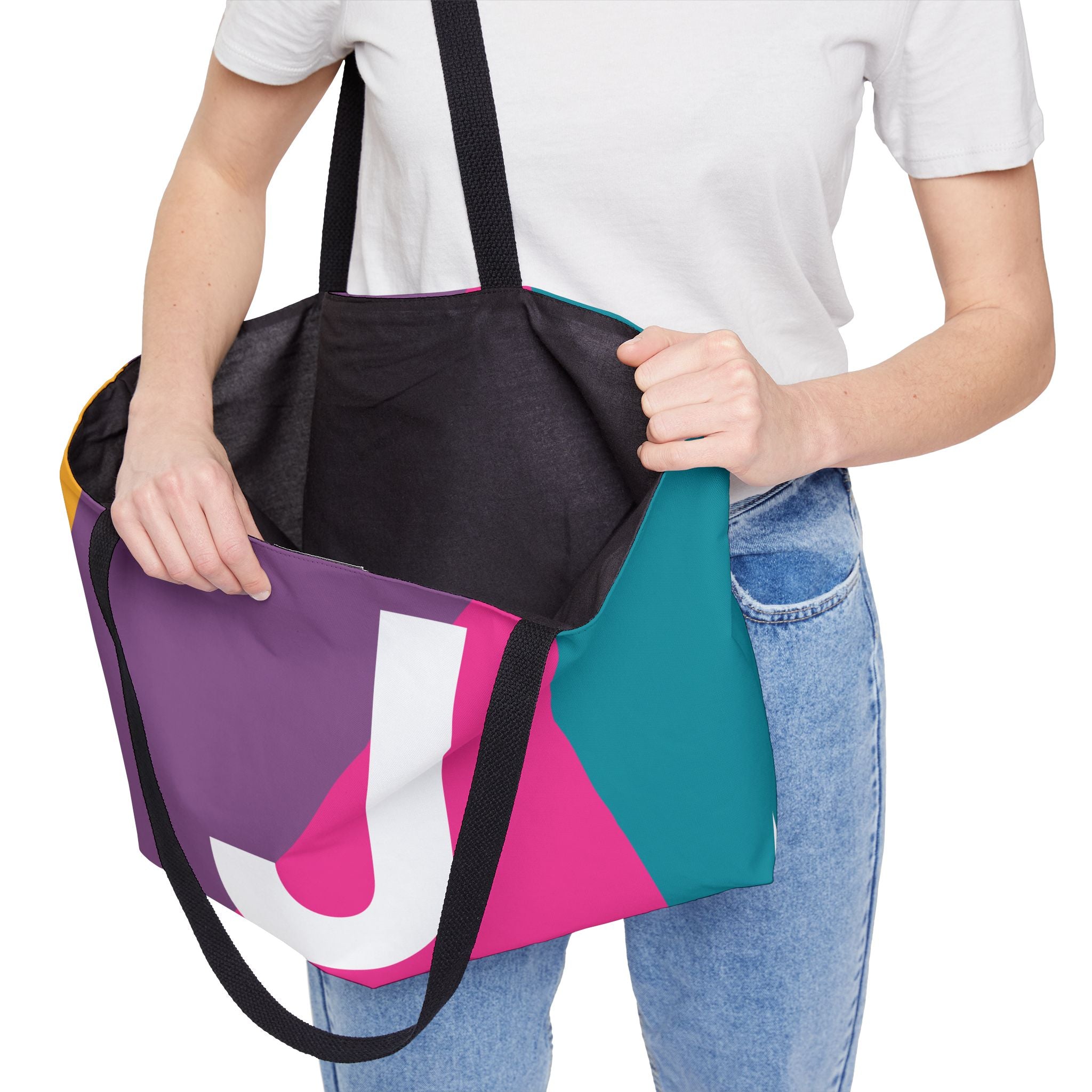 Personalized 'J' Colorblock Tote Bag — Monogram Weekender Tote