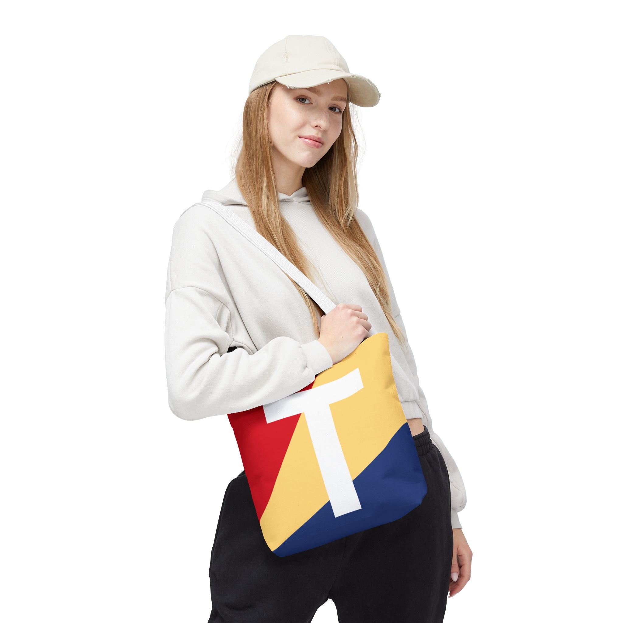 Monogram 'T' Colorblock Tote Bag — Personalized Initial T Shoulder Tote