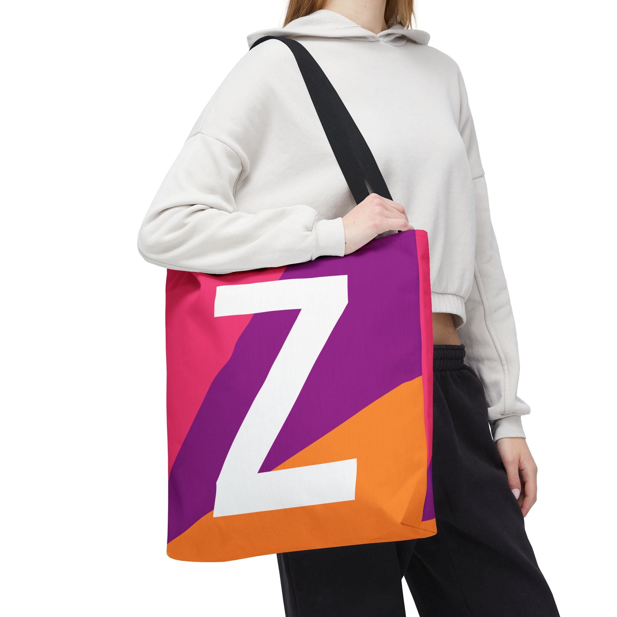 Monogram 'Z' Colorblock Tote Bag — Personalized Initial Z Shoulder Tote