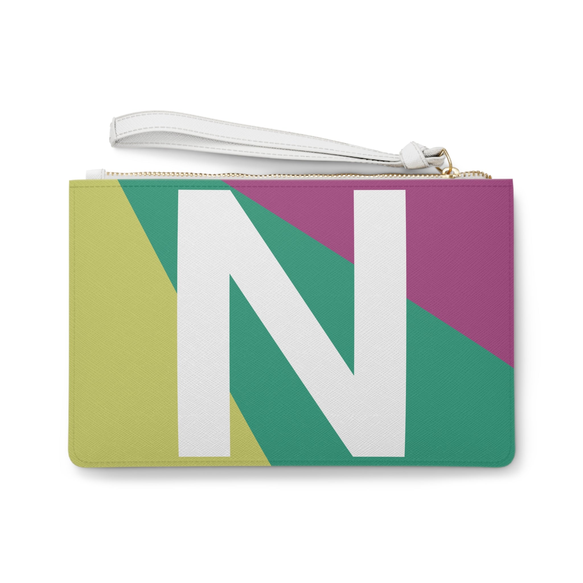 Monogram 'N' Colorblock Clutch Bag — Bold Geometric Wristlet for Everyday & Gifts