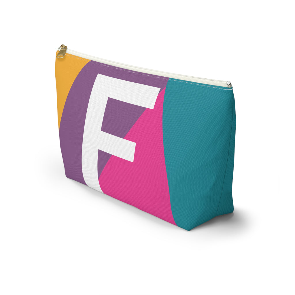 Initials Colorblock Accessory Pouch — Monogram F T-Bottom Cosmetic Bag