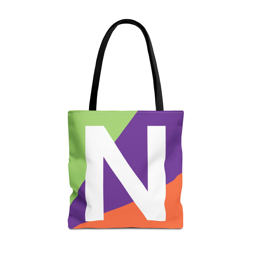 Monogram 'N' Colorblock Tote Bag — Personalized Initial N Shoulder Tote