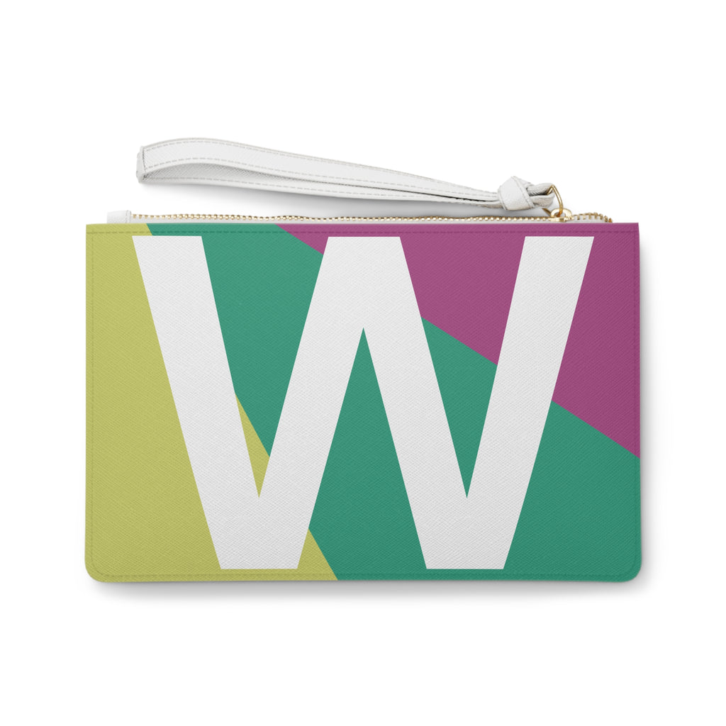 Monogram 'W' Colorblock Clutch Bag — Bold Geometric Wristlet for Everyday & Gifts