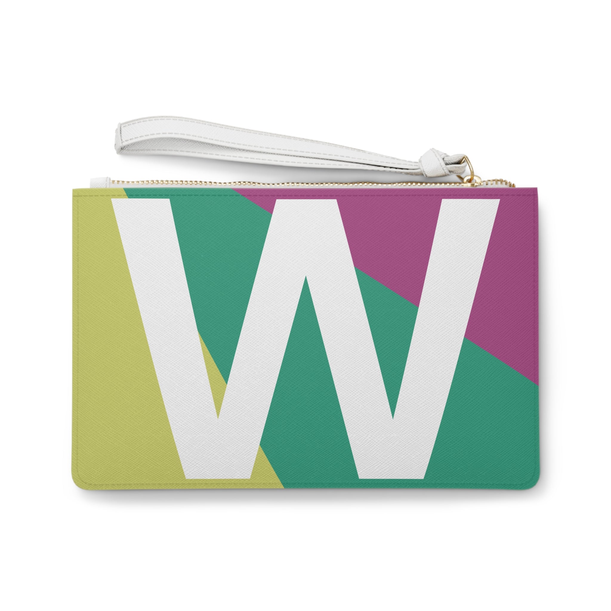Monogram 'W' Colorblock Clutch Bag — Bold Geometric Wristlet for Everyday & Gifts