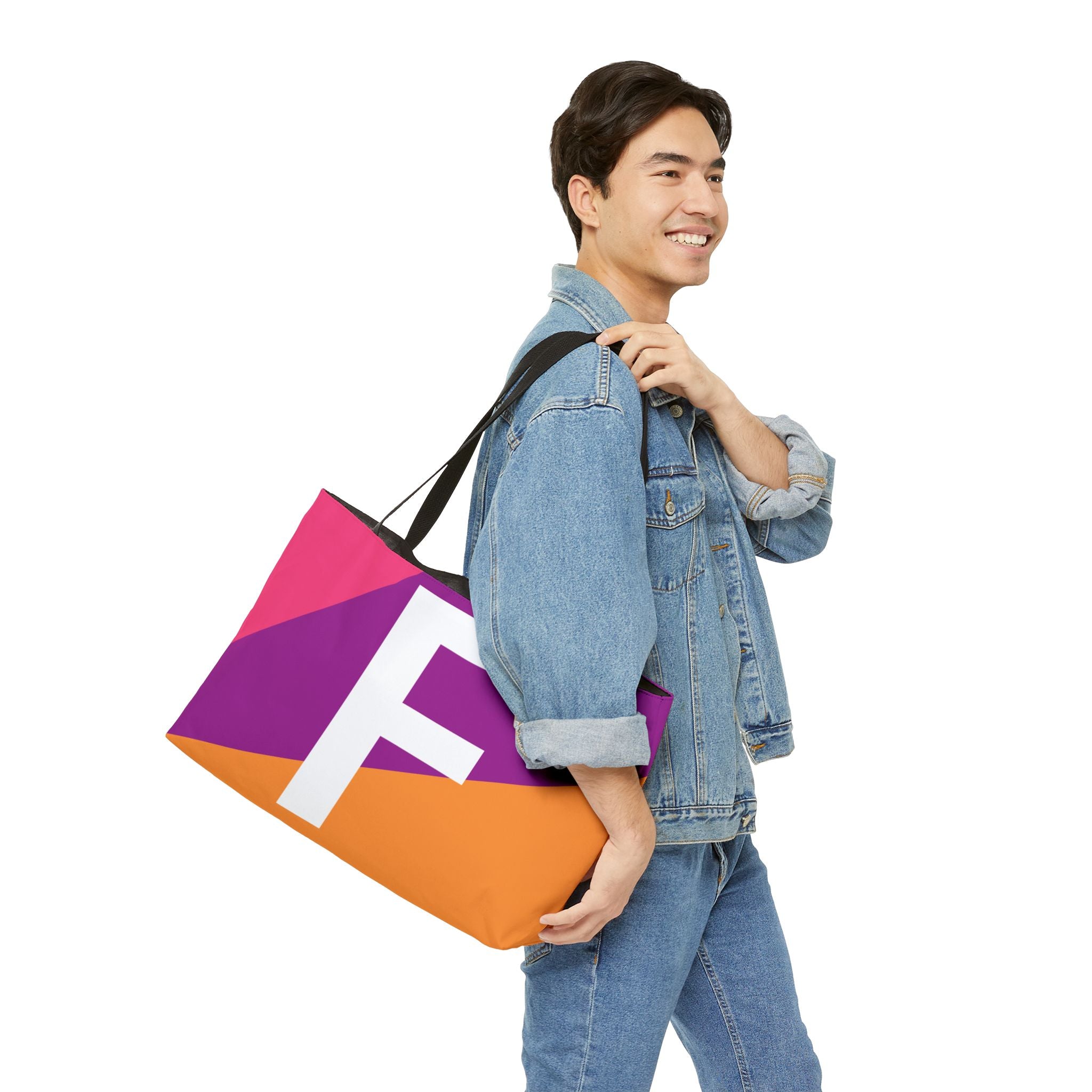 Personalized 'F' Colorblock Tote Bag — Monogram Weekender Tote
