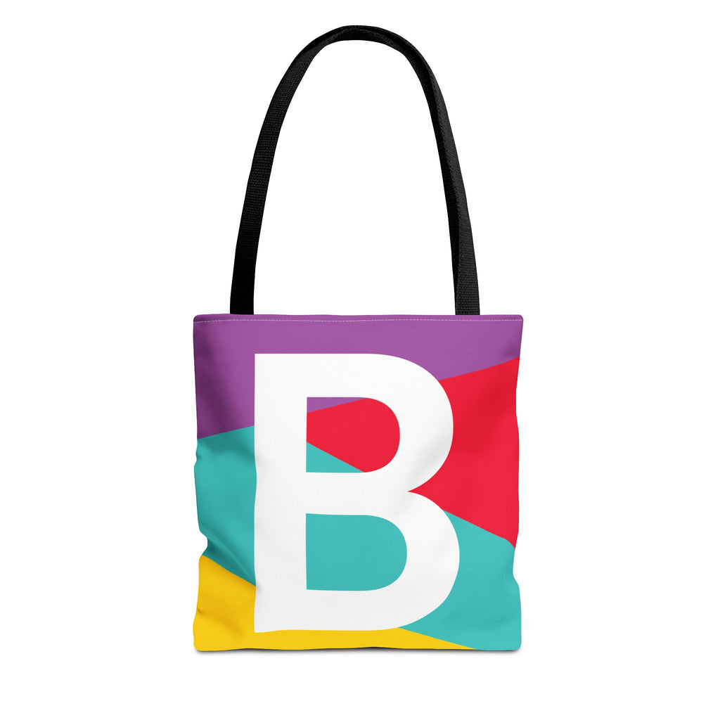 Monogram 'B' Colorblock Tote Bag — Personalized Initial B Shoulder Tote