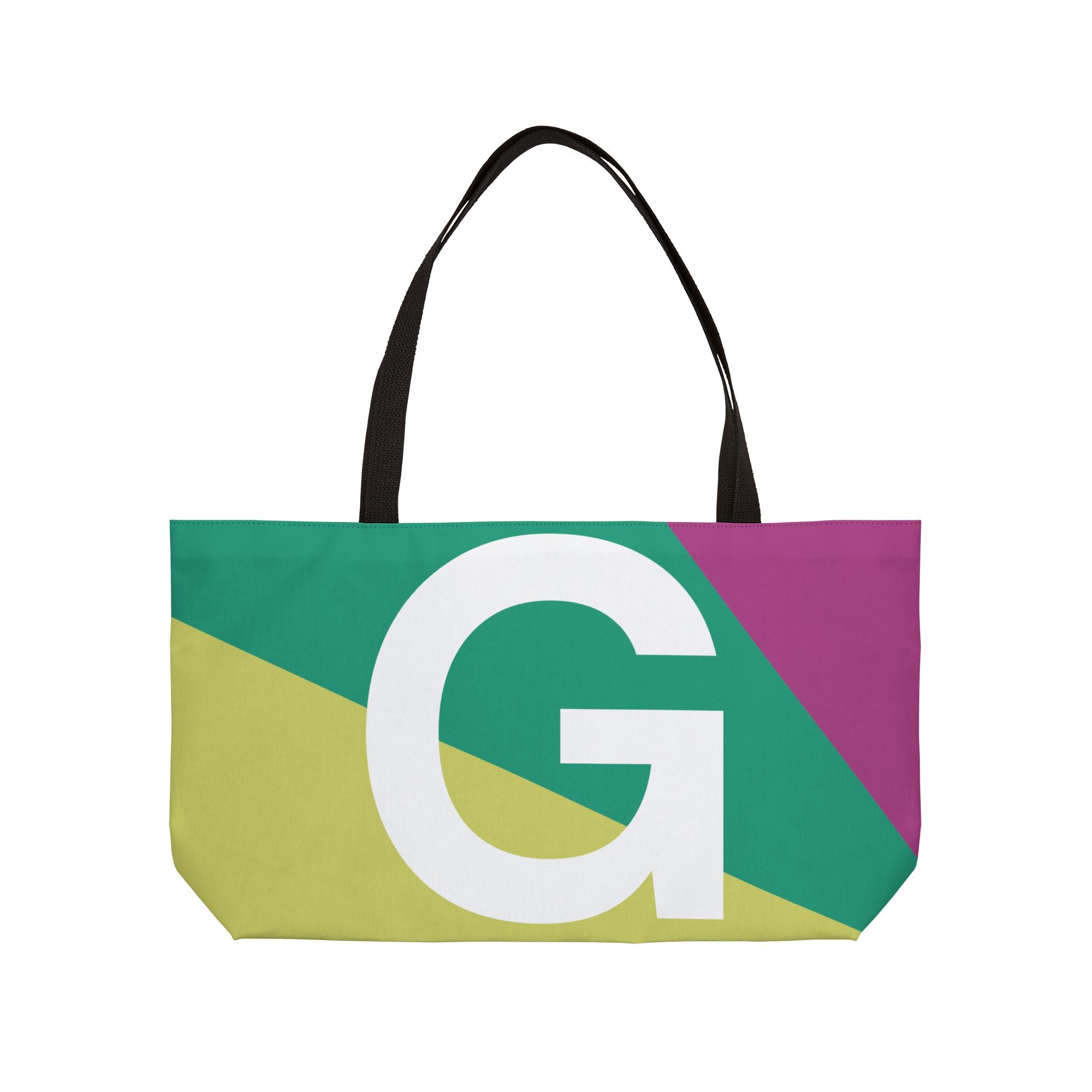 Personalized 'G' Colorblock Tote Bag — Monogram Weekender Tote