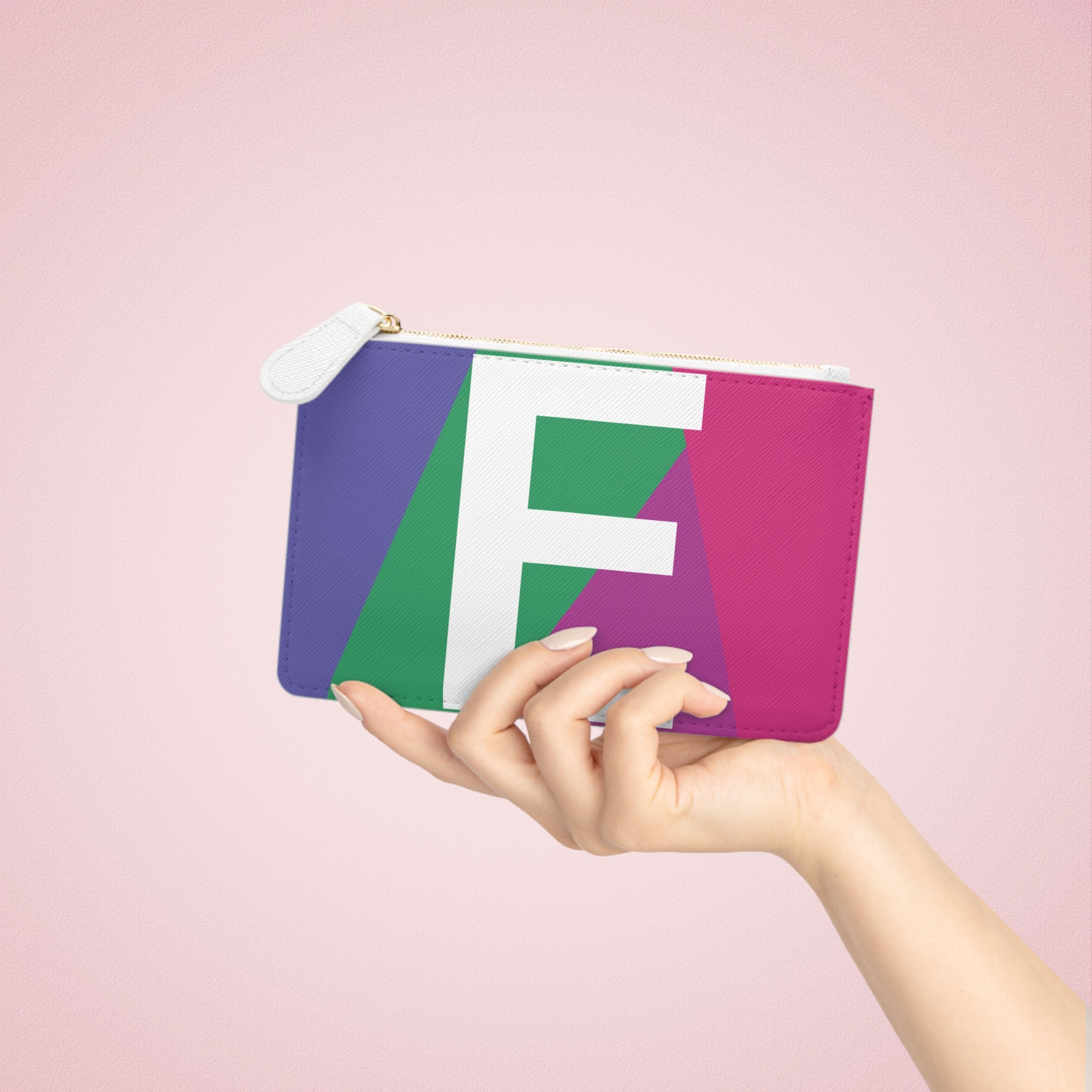 Initial E Mini Clutch — Colorblock Monogram Wristlet Wallet
