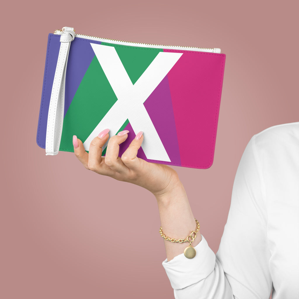 Monogram 'X' Colorblock Clutch Bag — Bold Geometric Wristlet for Everyday & Gifts