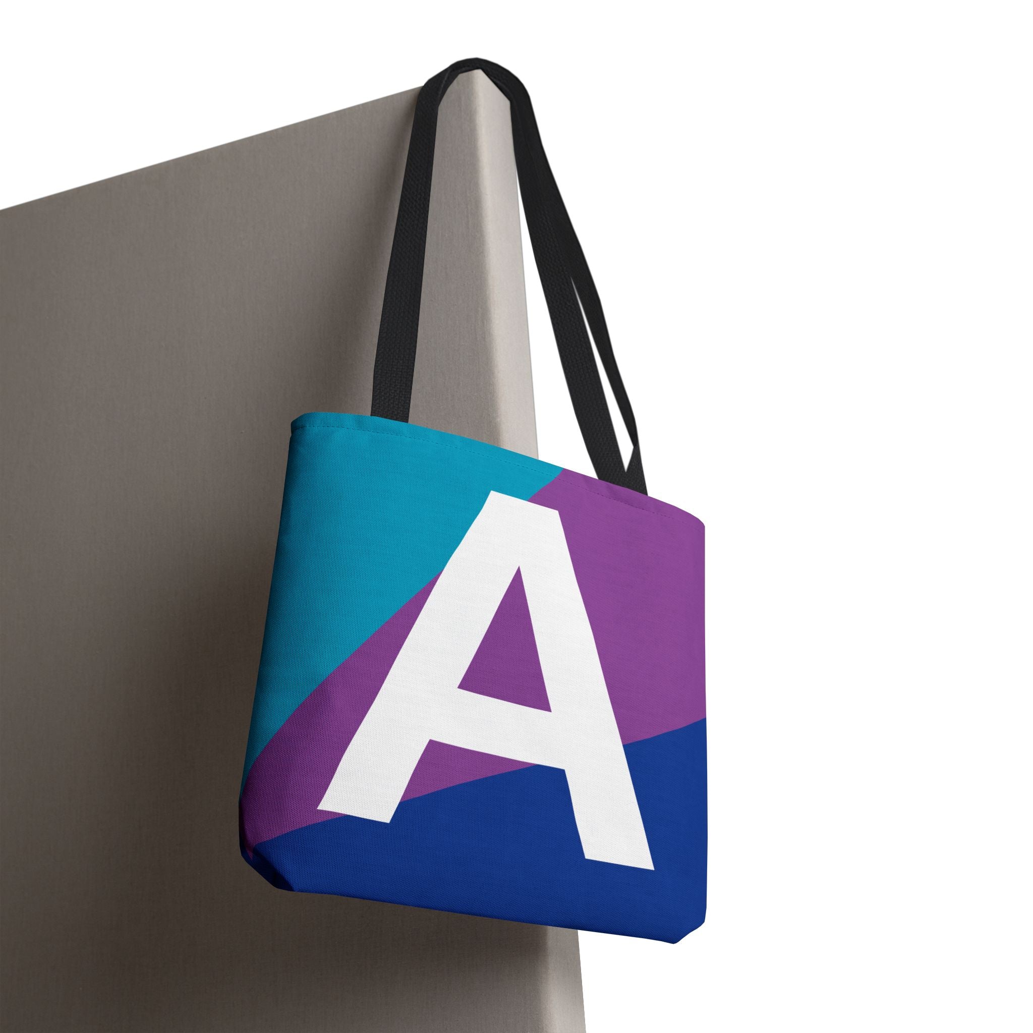 Monogram 'A' Colorblock Tote Bag — Personalized Initial A Shoulder Tote