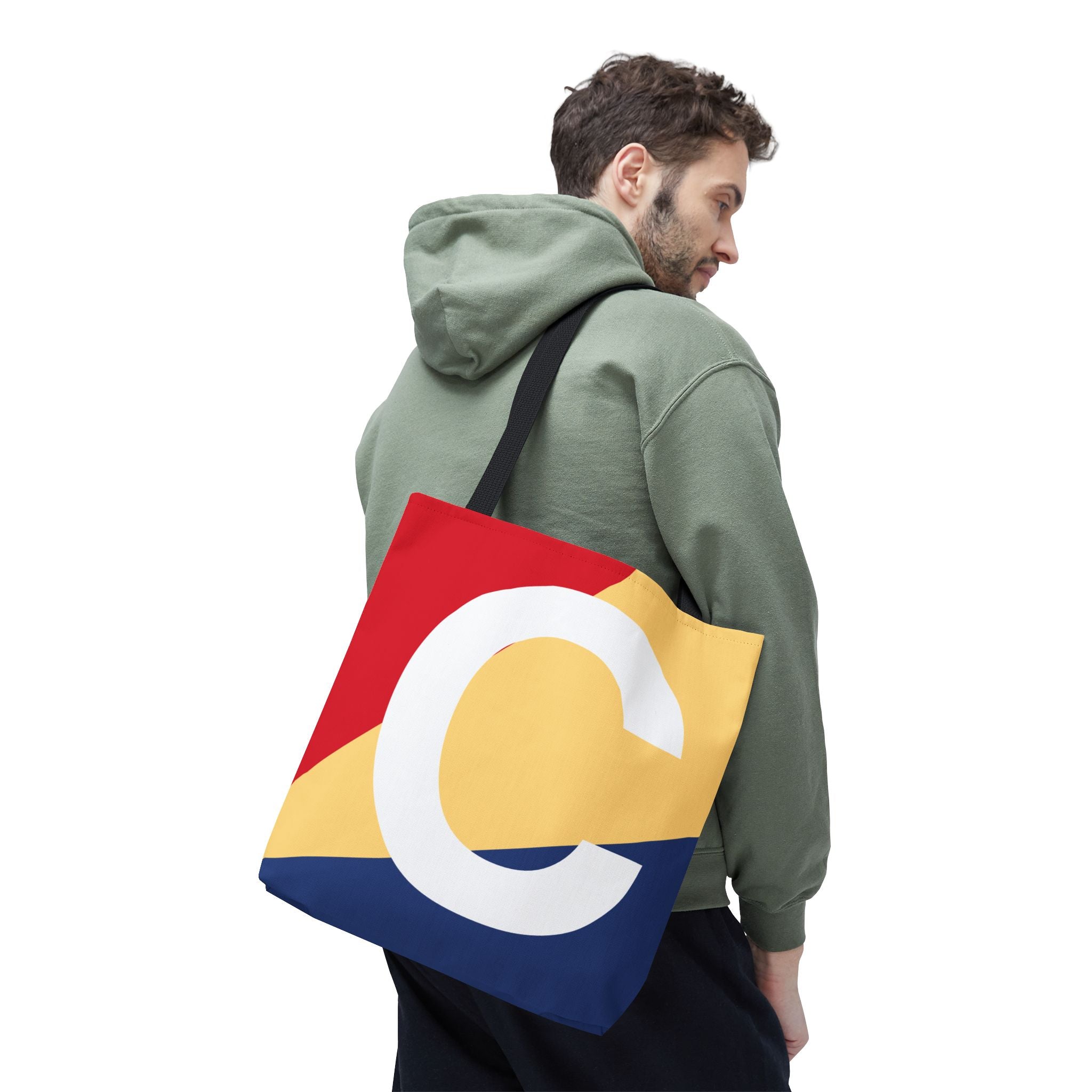 Monogram 'C' Colorblock Tote Bag — Personalized Initial C Shoulder Tote