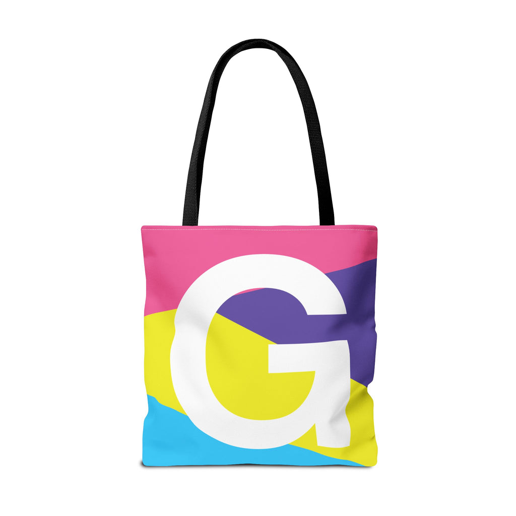 Monogram 'G' Colorblock Tote Bag — Personalized Initial G Shoulder Tote