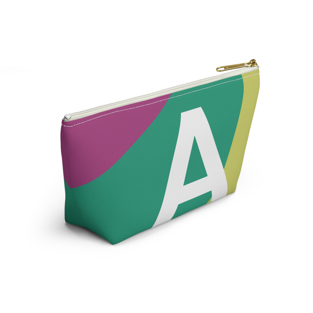 Initials Colorblock Accessory Pouch — Monogram A T-Bottom Cosmetic Bag