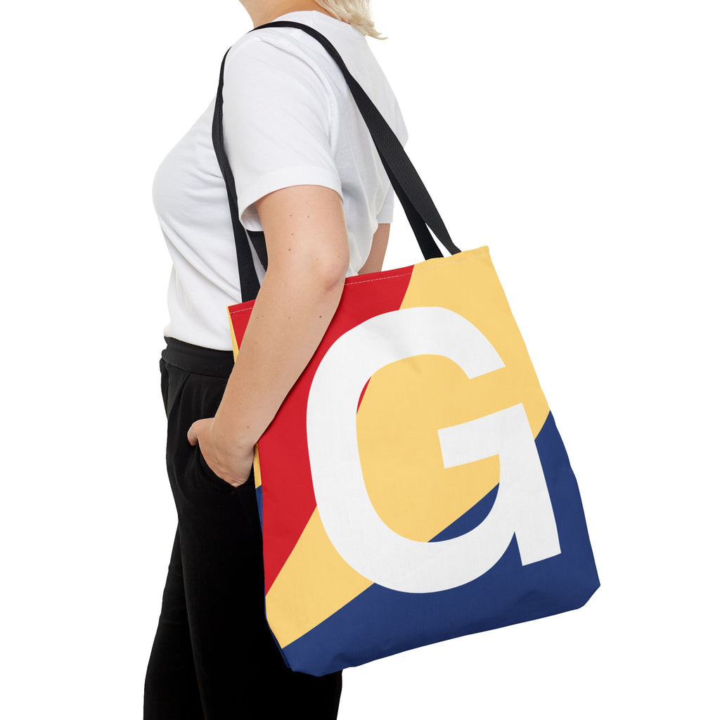 Monogram 'G' Colorblock Tote Bag — Personalized Initial G Shoulder Tote