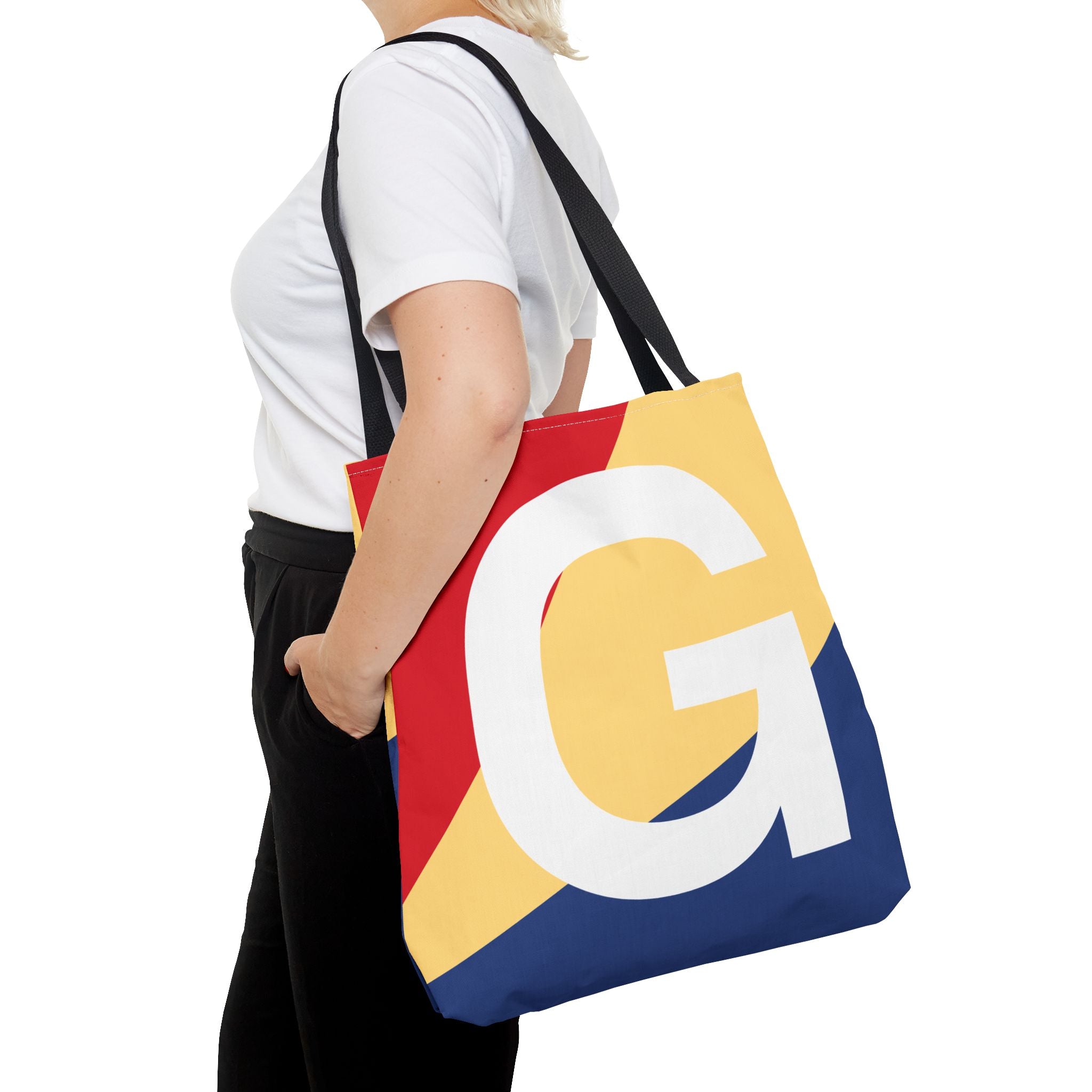 Monogram 'G' Colorblock Tote Bag — Personalized Initial G Shoulder Tote