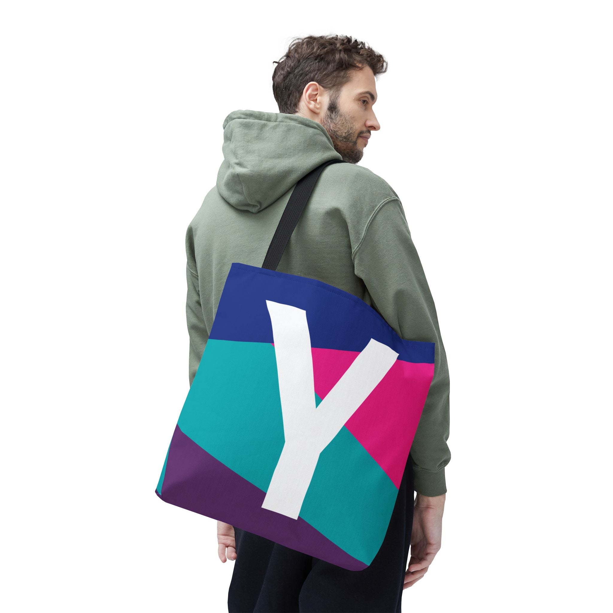 Monogram 'Y' Colorblock Tote Bag — Personalized Initial Y Shoulder Tote