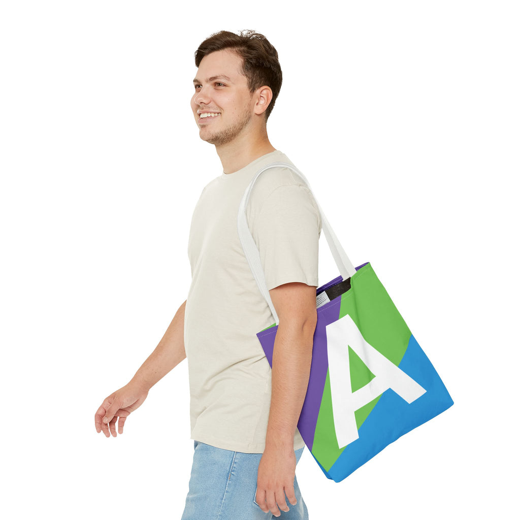 Monogram 'A' Colorblock Tote Bag — Personalized Initial A Shoulder Tote