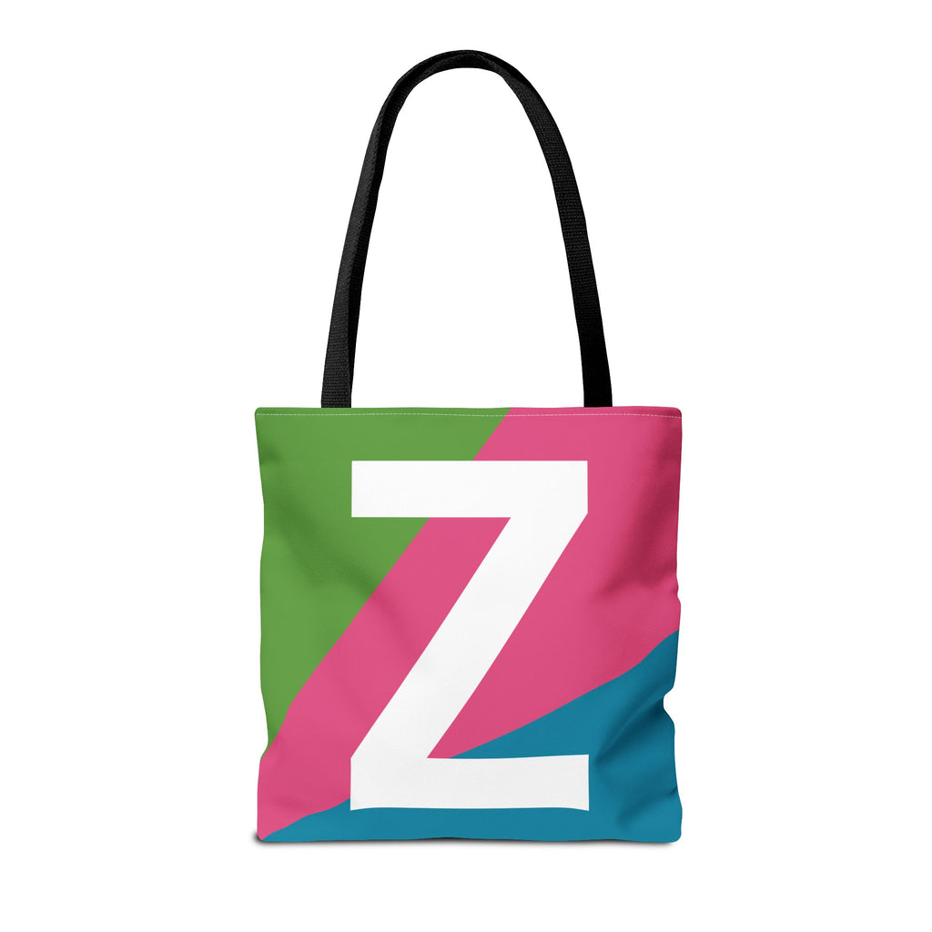 Monogram 'Z' Colorblock Tote Bag — Personalized Initial Z Shoulder Tote