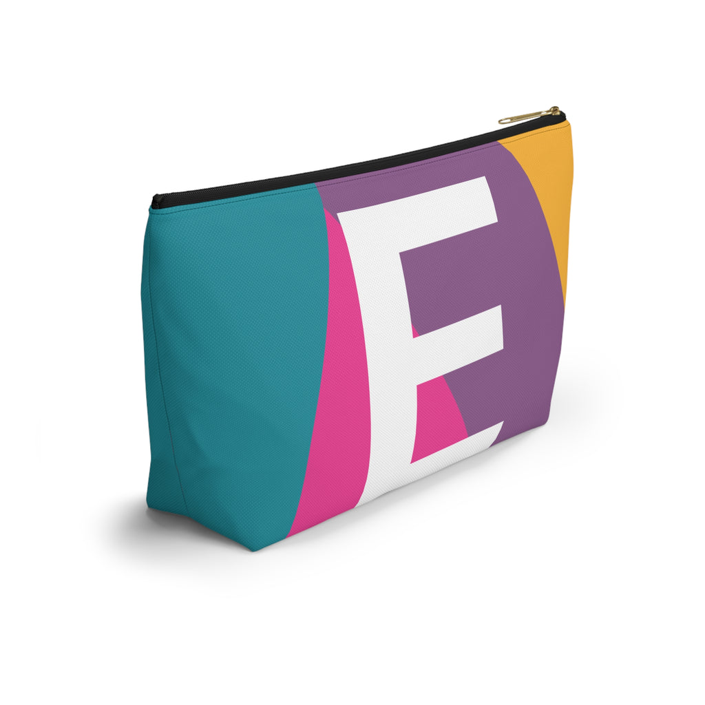 Initials Colorblock Accessory Pouch — Monogram E T-Bottom Cosmetic Bag