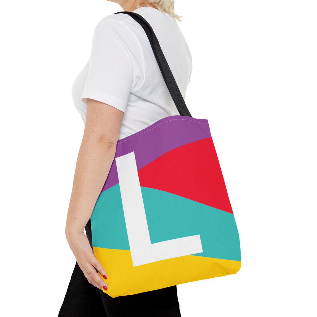 Monogram 'L' Colorblock Tote Bag — Personalized Initial L Shoulder Tote