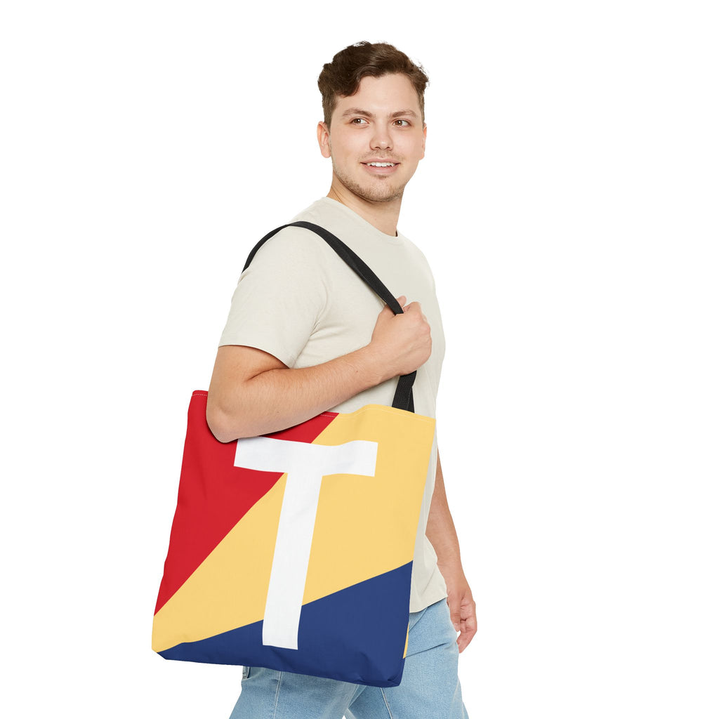 Monogram 'T' Colorblock Tote Bag — Personalized Initial T Shoulder Tote