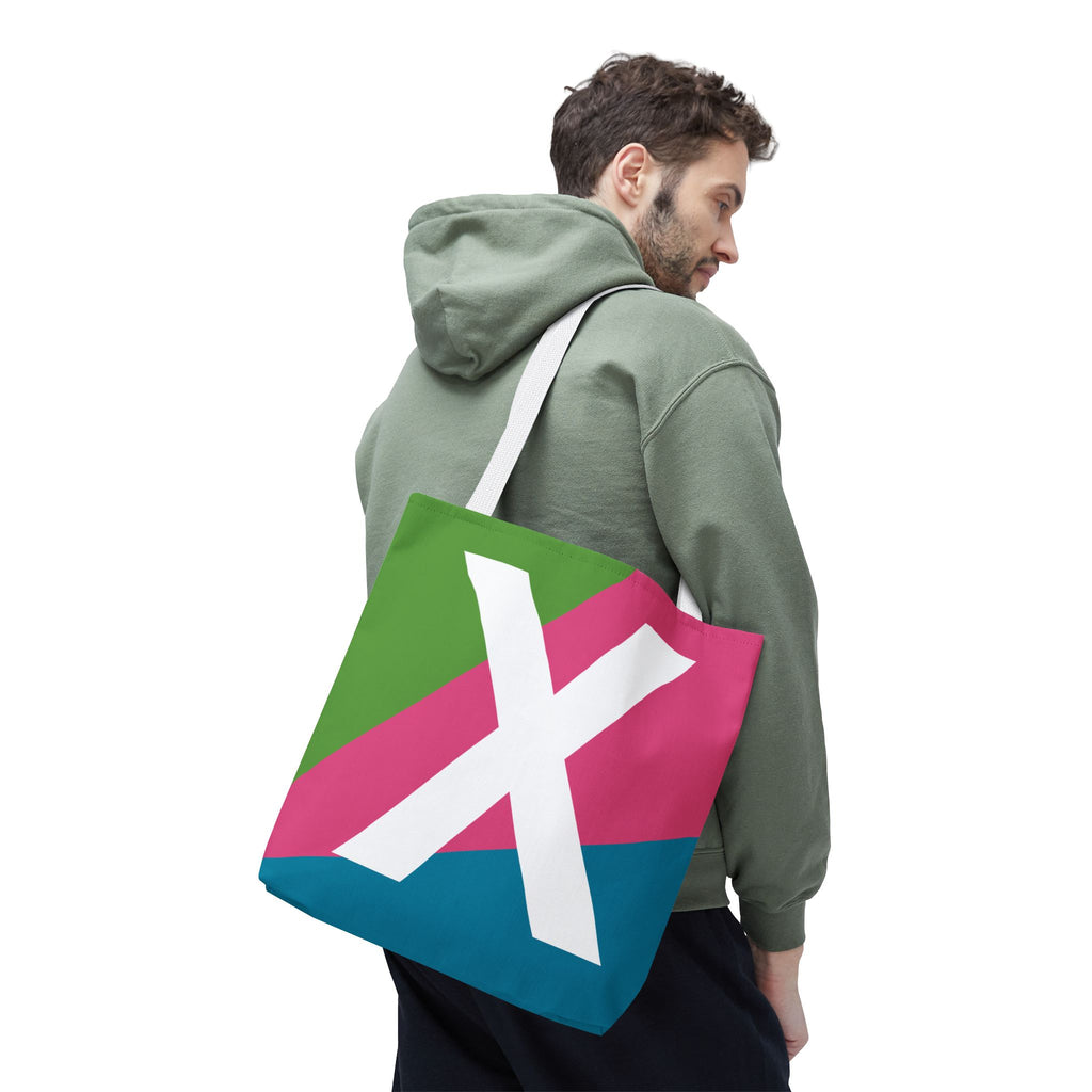 Monogram 'X' Colorblock Tote Bag — Personalized Initial X Shoulder Tote