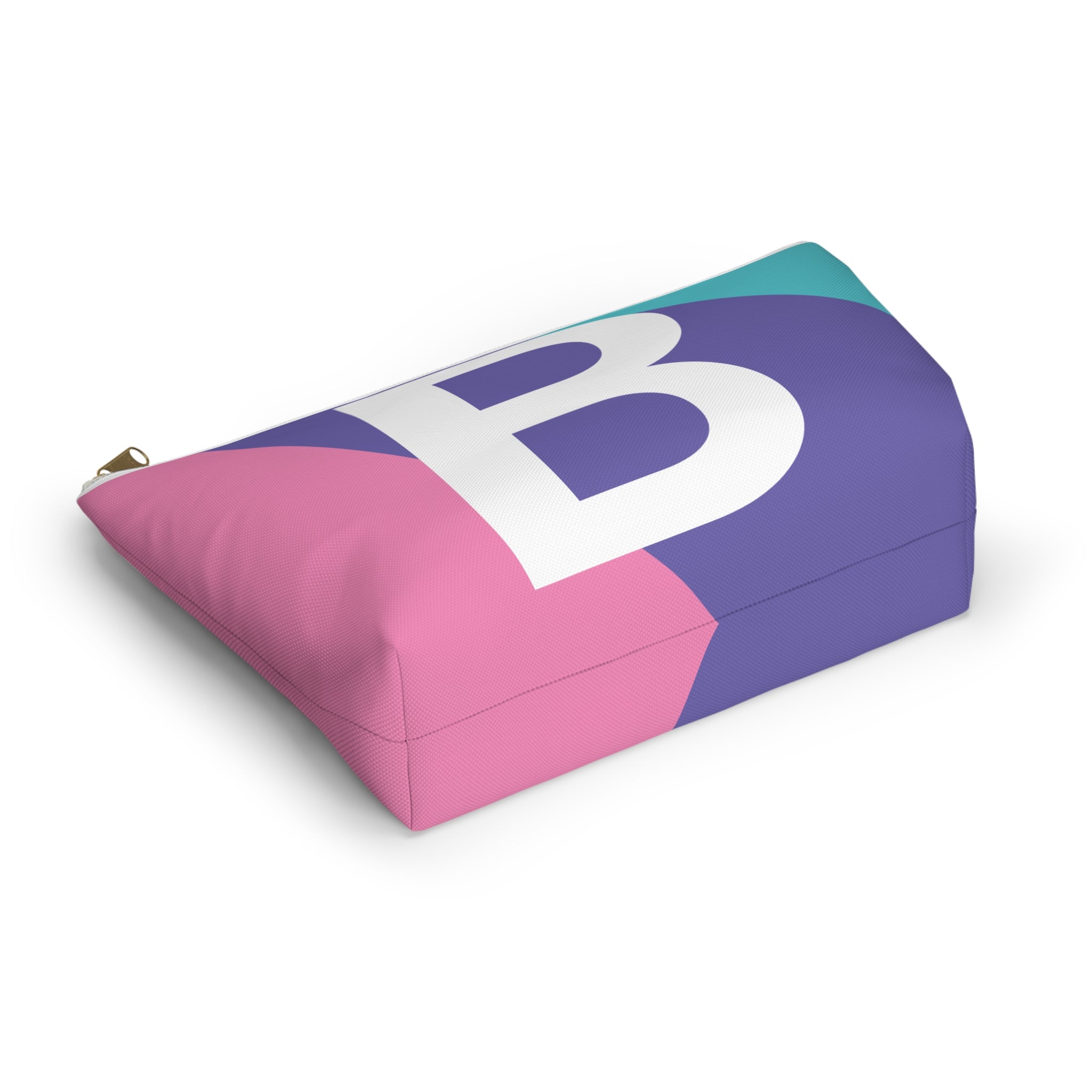 Initials Colorblock Accessory Pouch — Monogram B T-Bottom Cosmetic Bag
