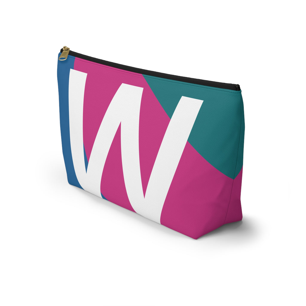 Initials Colorblock Accessory Pouch — Monogram W T-Bottom Cosmetic Bag