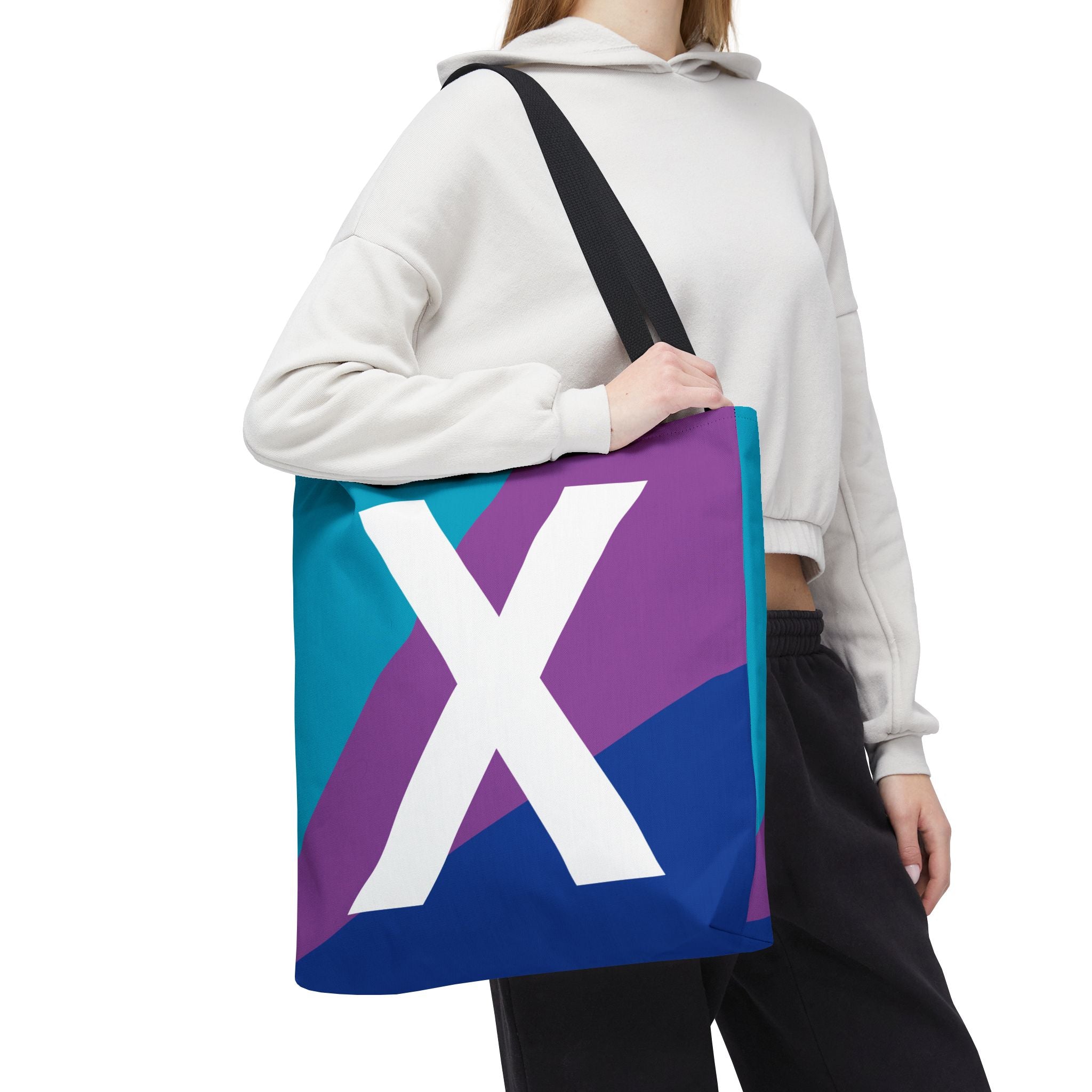 Monogram 'X' Colorblock Tote Bag — Personalized Initial X Shoulder Tote