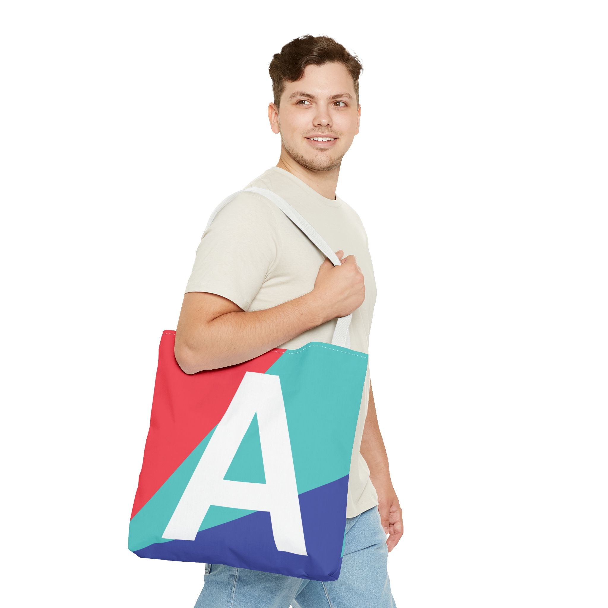 Monogram 'A' Colorblock Tote Bag — Personalized Initial A Shoulder Tote