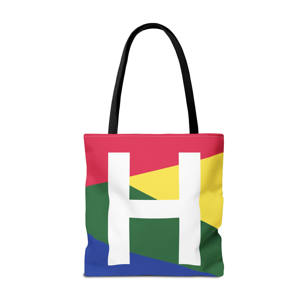 Monogram 'H' Colorblock Tote Bag — Personalized Initial H Shoulder Tote