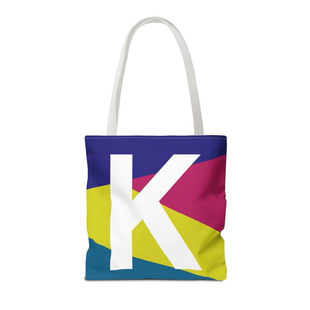 Monogram 'K' Colorblock Tote Bag — Personalized Initial K Shoulder Tote
