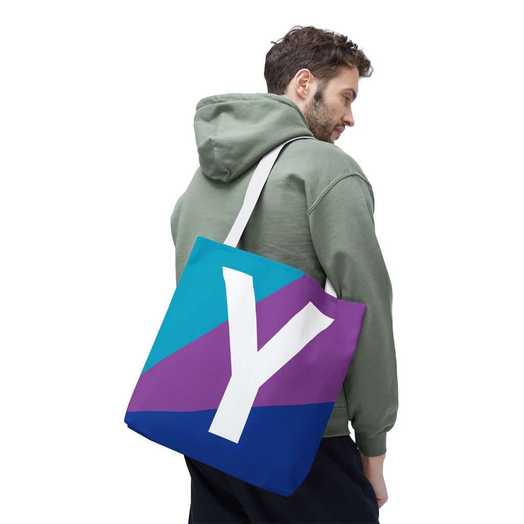 Monogram 'Y' Colorblock Tote Bag — Personalized Initial Y Shoulder Tote
