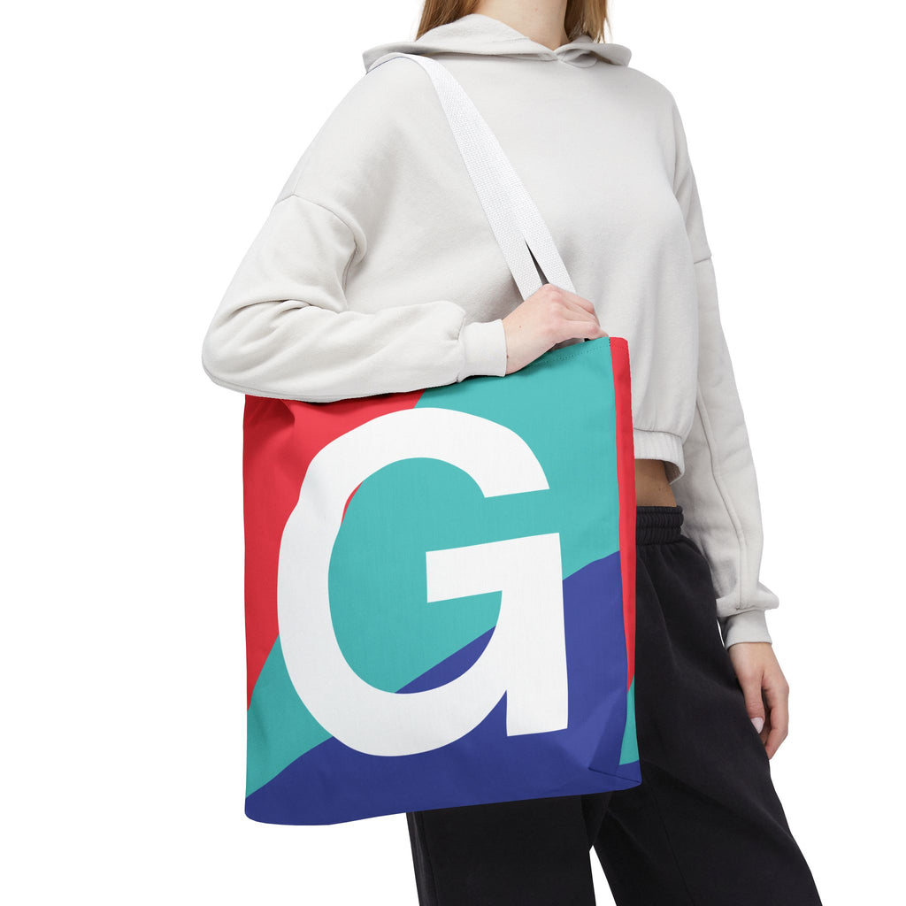 Monogram 'G' Colorblock Tote Bag — Personalized Initial G Shoulder Tote