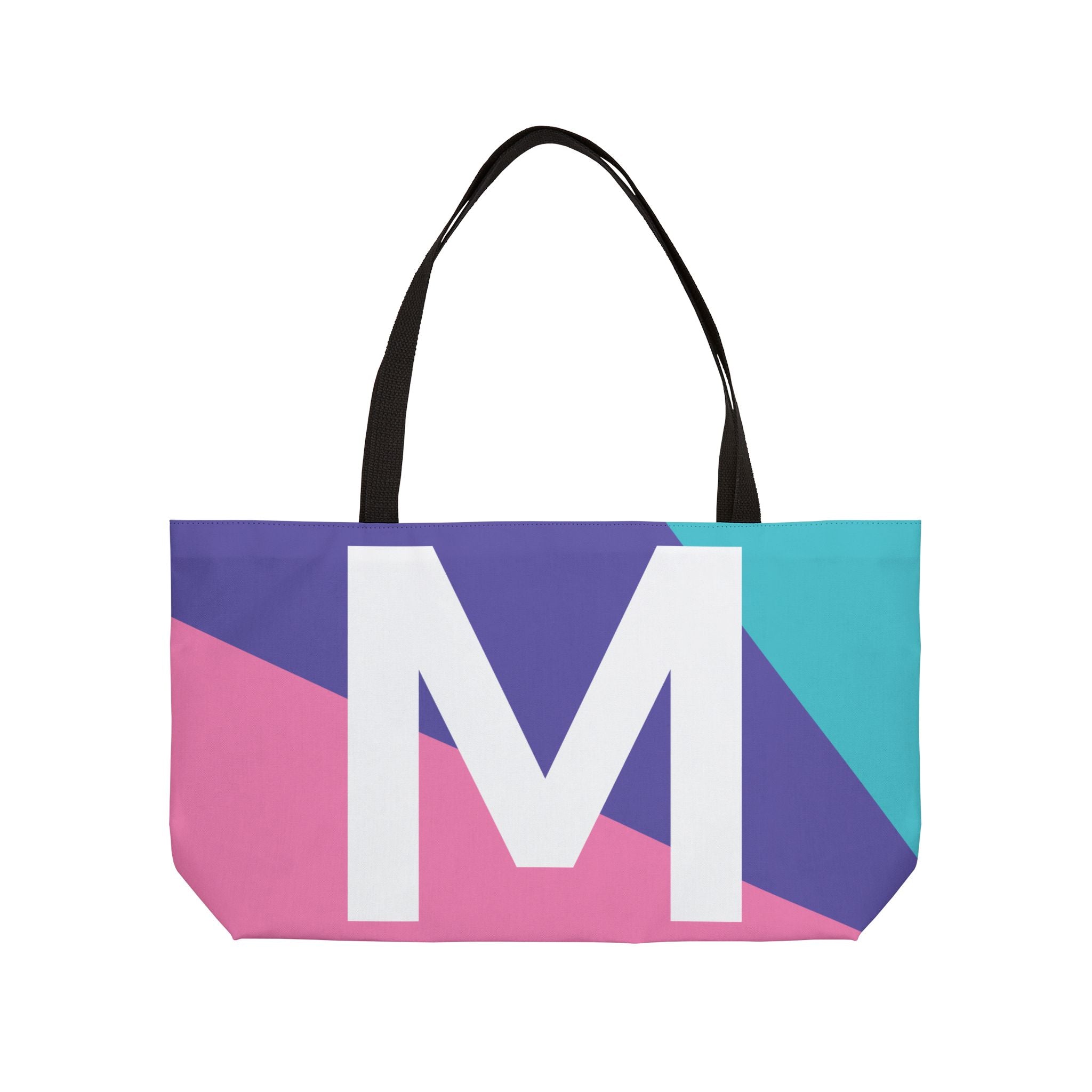 Personalized 'M' Colorblock Tote Bag — Monogram Weekender Tote