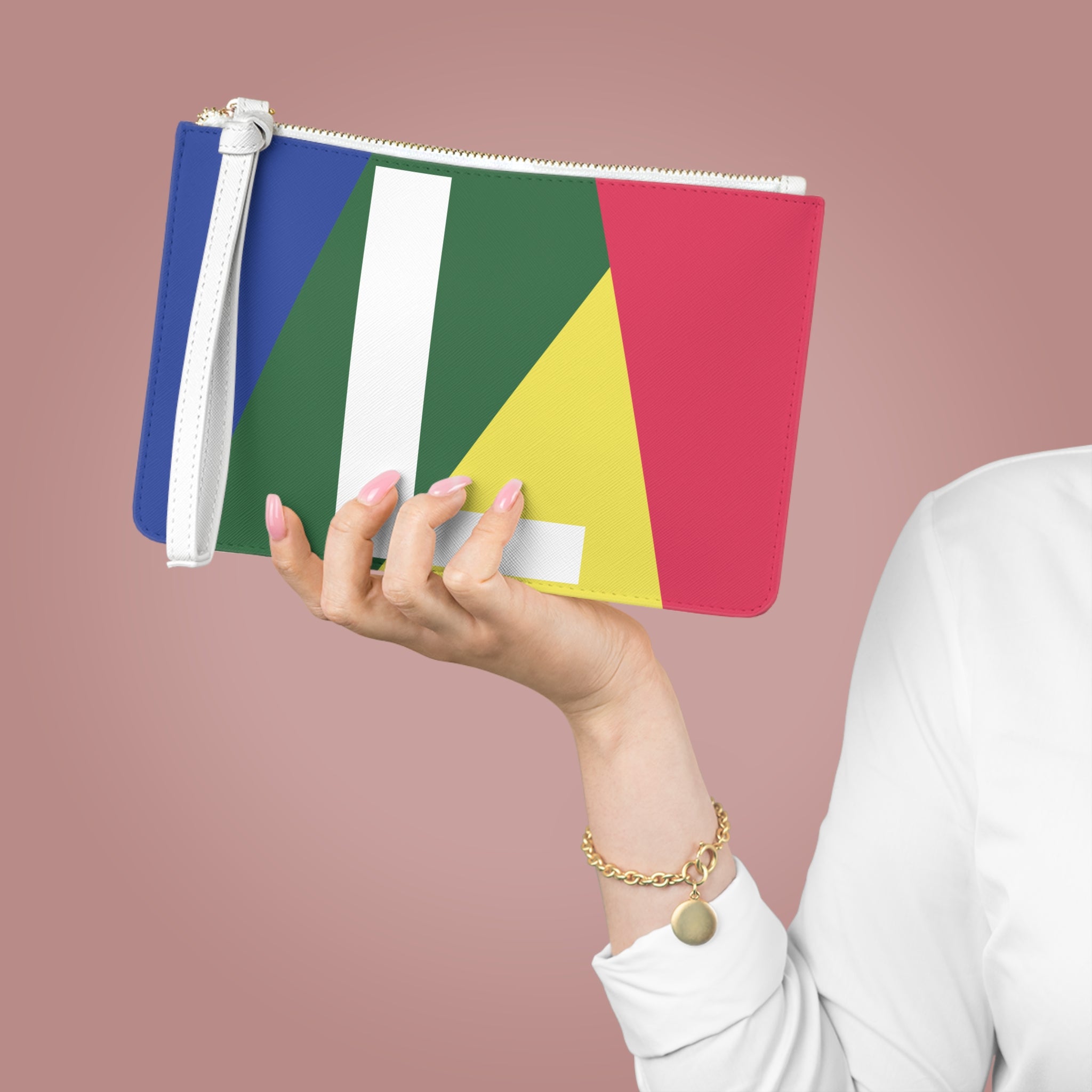 Monogram 'L' Colorblock Clutch Bag — Bold Geometric Wristlet for Everyday & Gifts