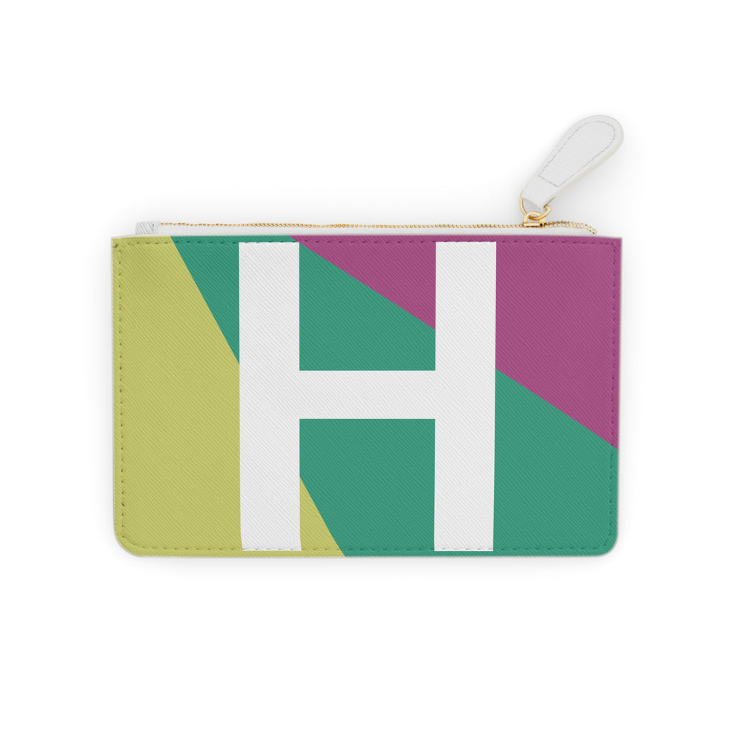 Initial H Mini Clutch — Colorblock Monogram Wristlet Wallet