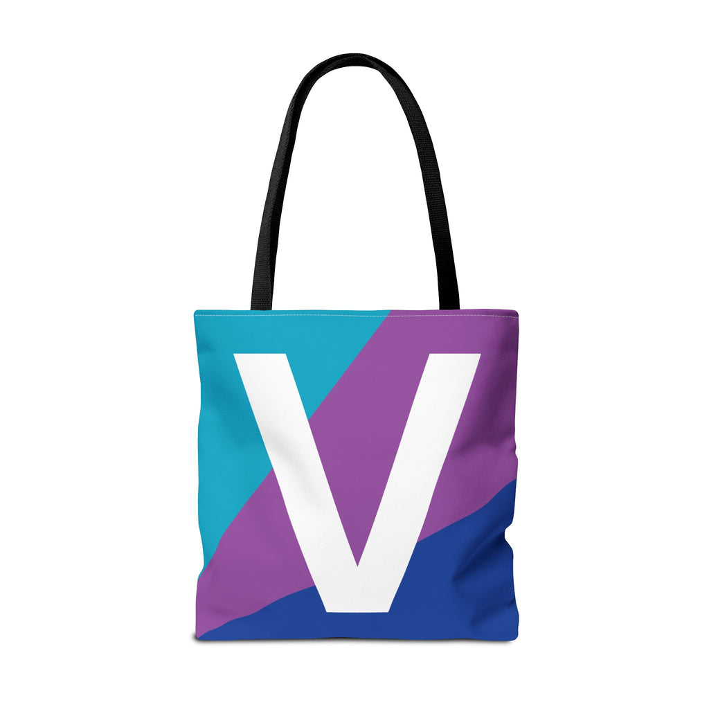Monogram 'V' Colorblock Tote Bag — Personalized Initial V Shoulder Tote
