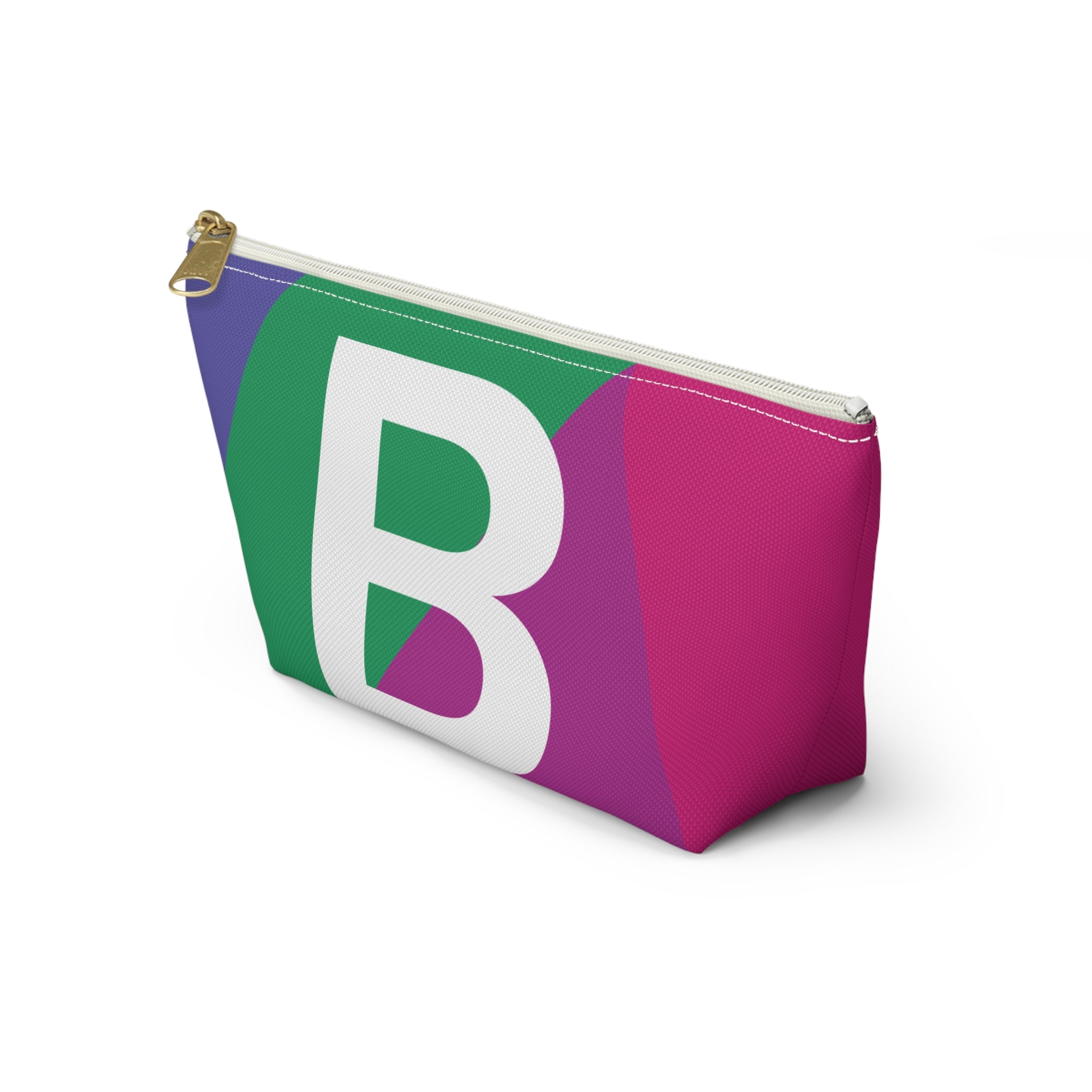 Initials Colorblock Accessory Pouch — Monogram B T-Bottom Cosmetic Bag