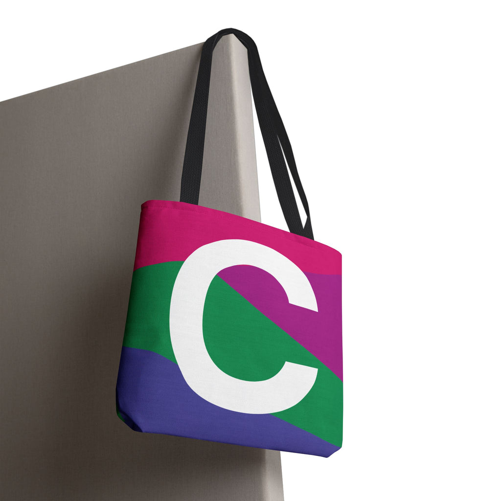 Monogram 'C' Colorblock Tote Bag — Personalized Initial C Shoulder Tote