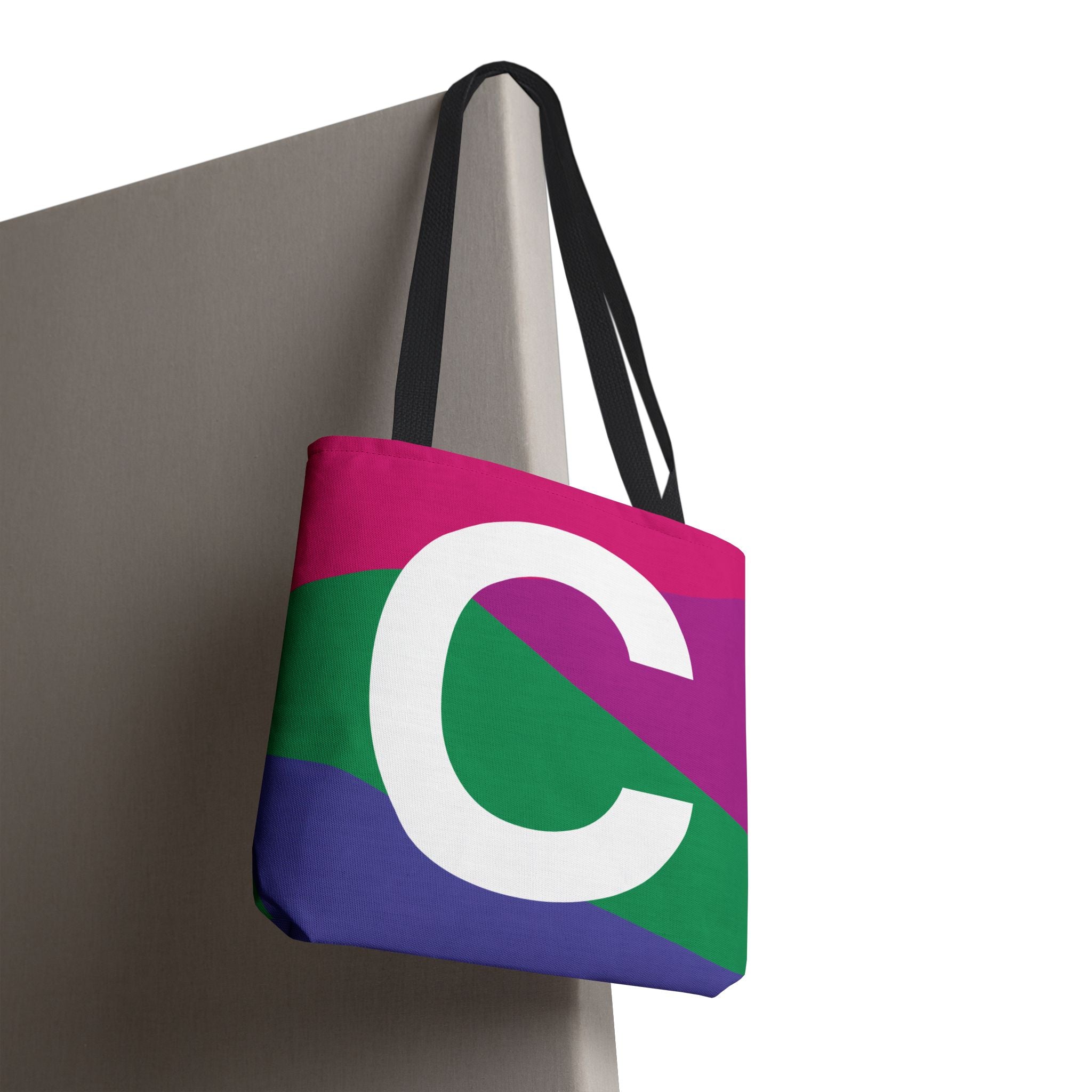 Monogram 'C' Colorblock Tote Bag — Personalized Initial C Shoulder Tote