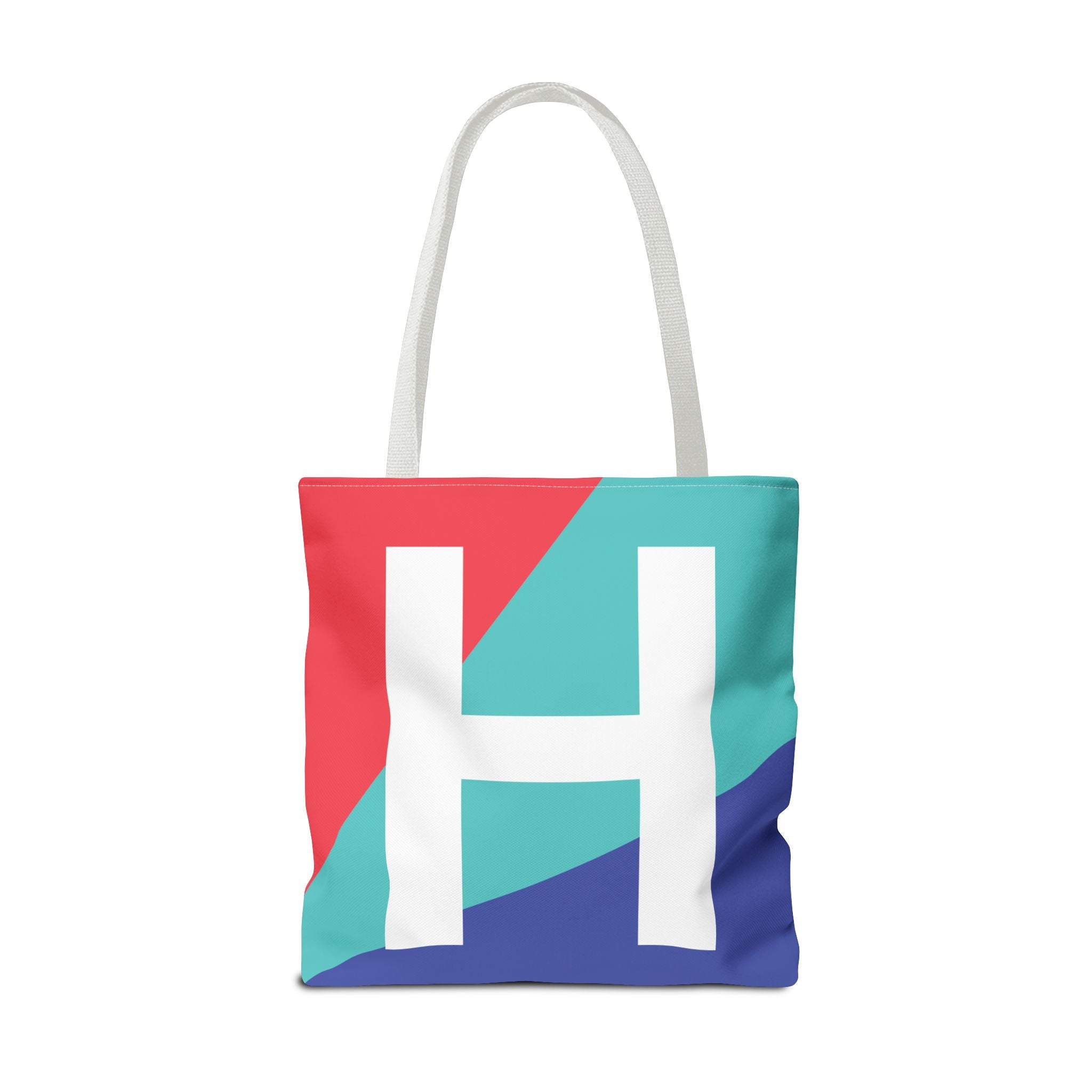 Monogram 'H' Colorblock Tote Bag — Personalized Initial H Shoulder Tote