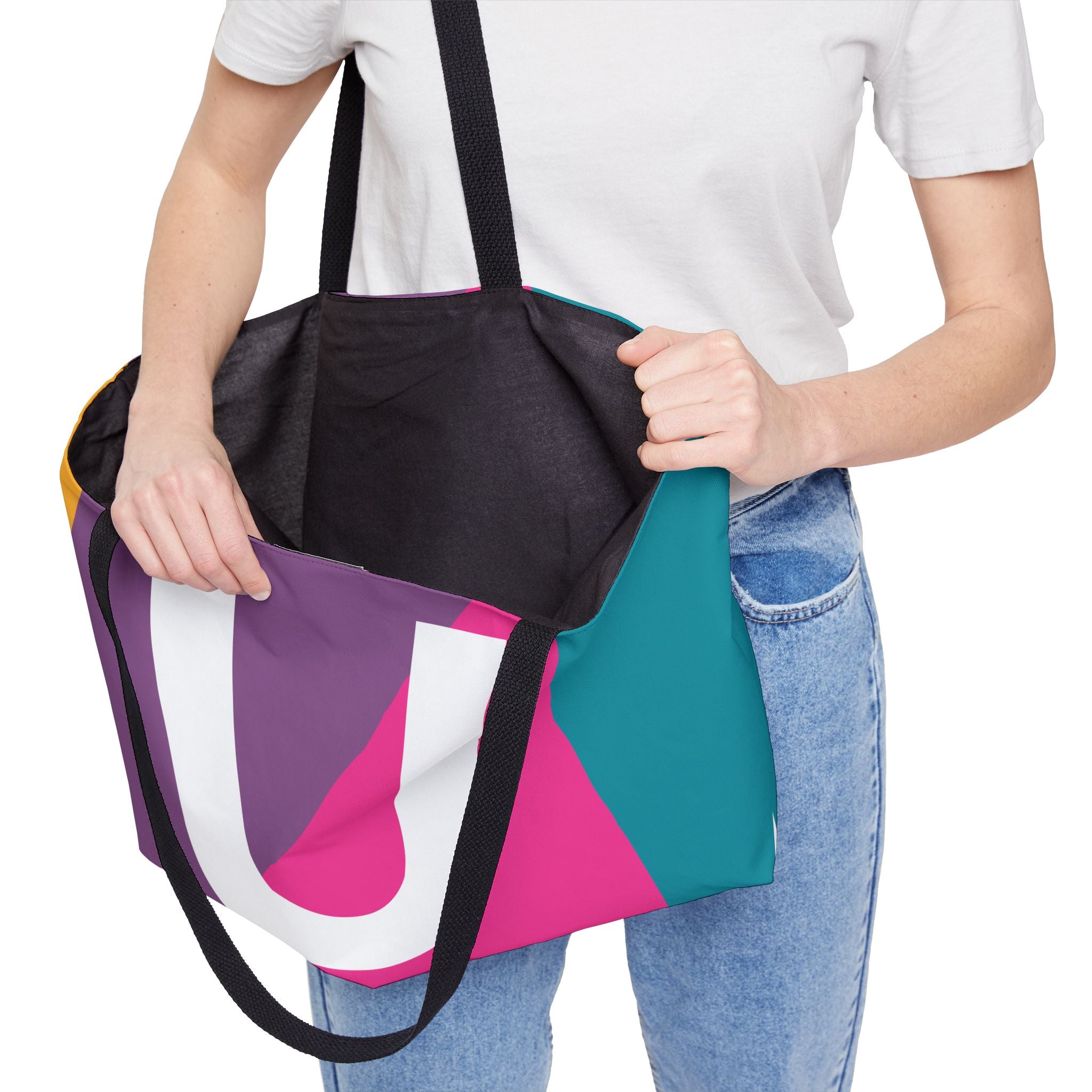 Personalized 'U' Colorblock Tote Bag — Monogram Weekender Tote