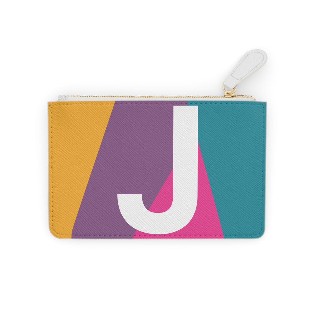 Initial J Mini Clutch — Colorblock Monogram Wristlet Wallet