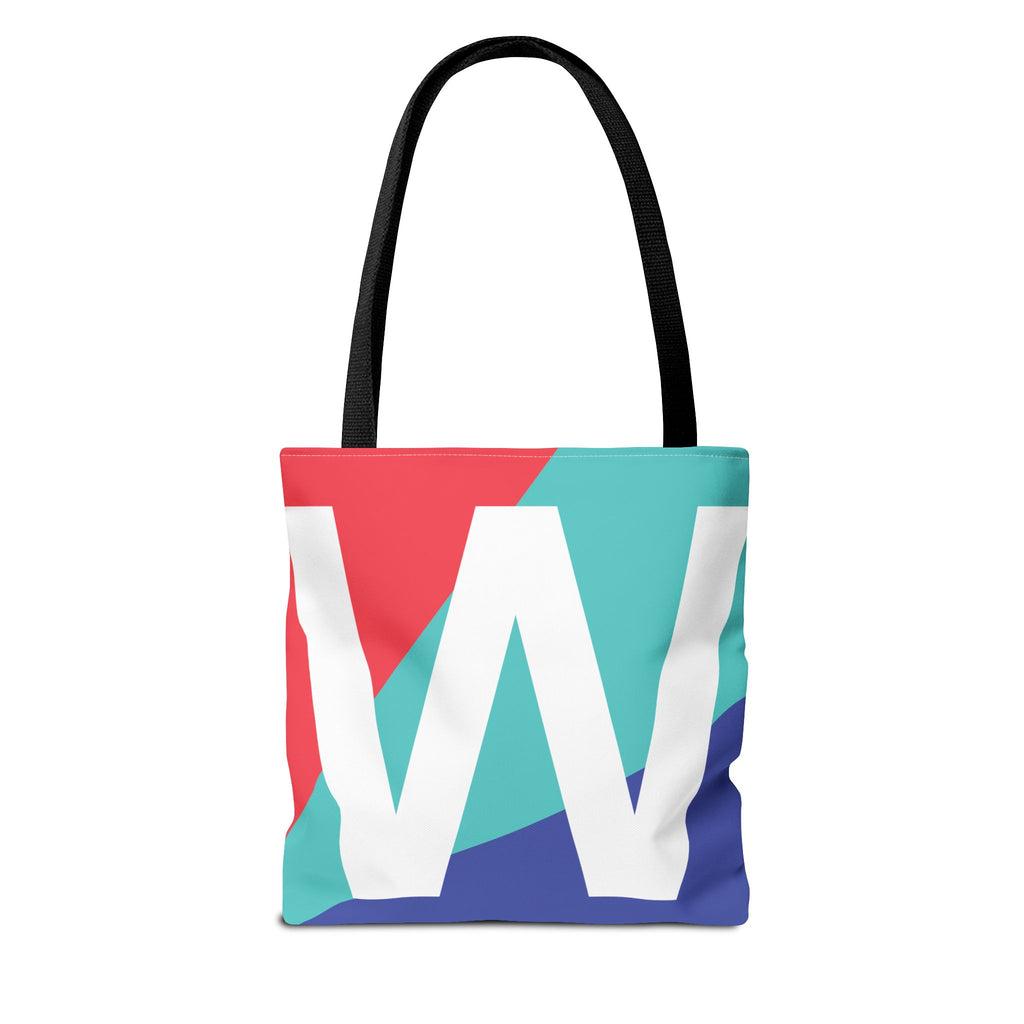 Monogram 'W' Colorblock Tote Bag — Personalized Initial W Shoulder Tote