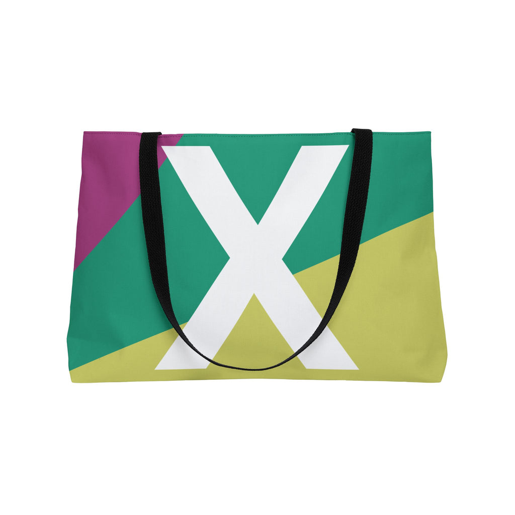 Personalized 'X' Colorblock Tote Bag — Monogram Weekender Tote